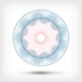 Abstract rosette with layers of light blue and pink lines